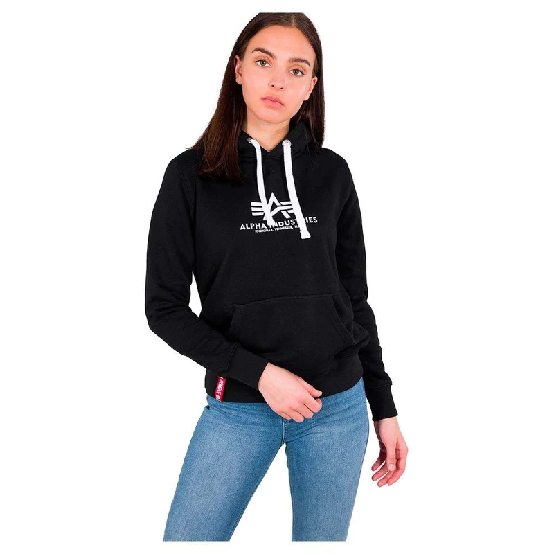 Alpha Industries New Basic Hoody Hooded Sweat for Ladies Black