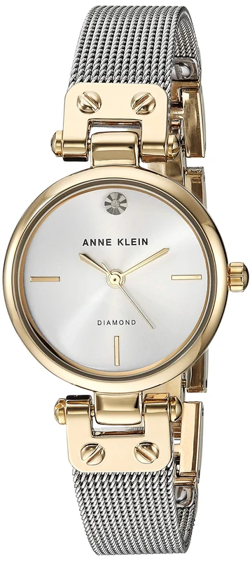 Anne Klein Women's Genuine Diamond Dial Gold-Tone Mesh Bracelet Watch