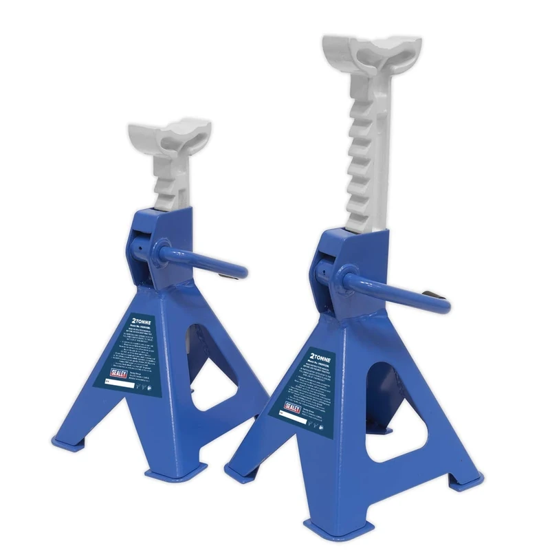 Sealey VS2002BL Ratchet Type Axle Stands (Pair) 2tonne Capacity per Stand - Blue
