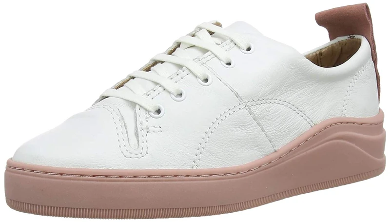 Hudson Women Sierra Leather Trainers, White (White/Pink 50), 3 UK - Image 1