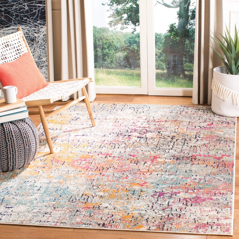 Safavieh Modern Chic Indoor Woven Rectangle Area Rug, Madison Collection, MAD460, in Grey / Pink, 160 X 229 cm for Living Room, Bedroom or Any Indoor Space - Image 1
