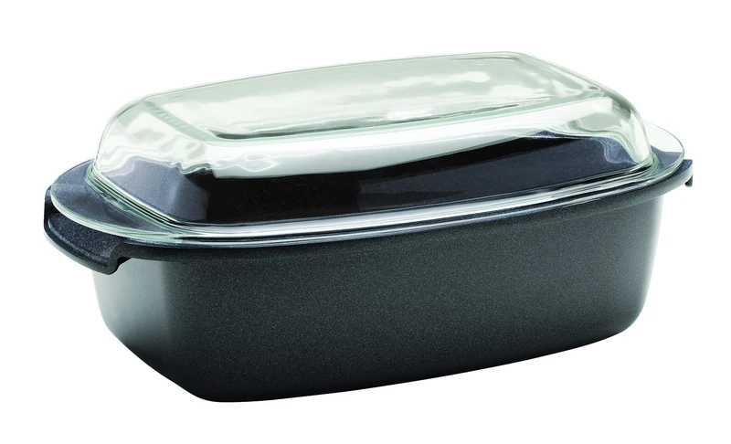 Berndes Enduro Multi-Purpose Roasting Dish with Glass Lid 33 x 21 cm, 5.2 litres, Die-Cast Aluminium