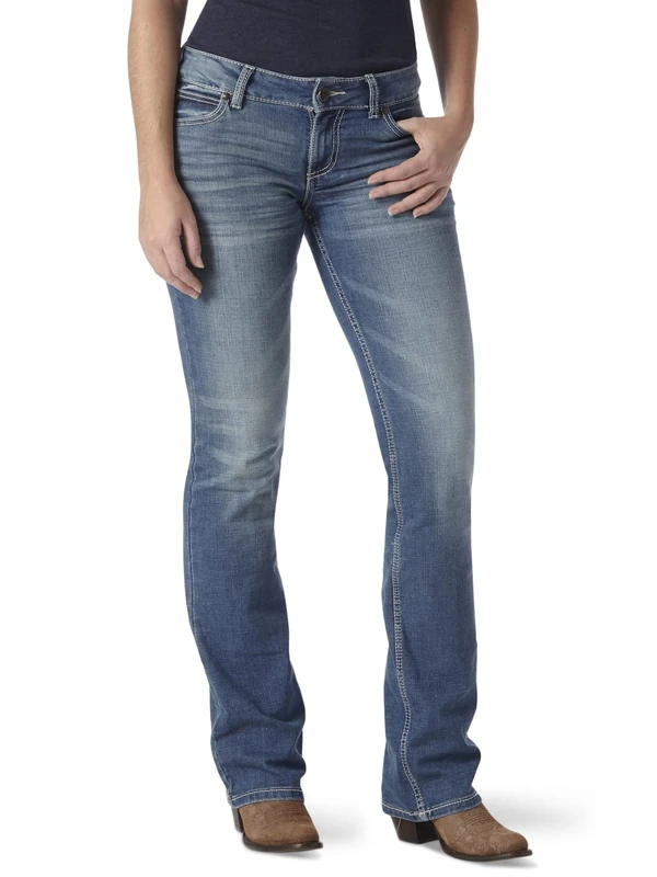 Wrangler Women's Retro Mae Mid Rise Stretch Boot Cut Jean, Deadwood, 1W x 32L