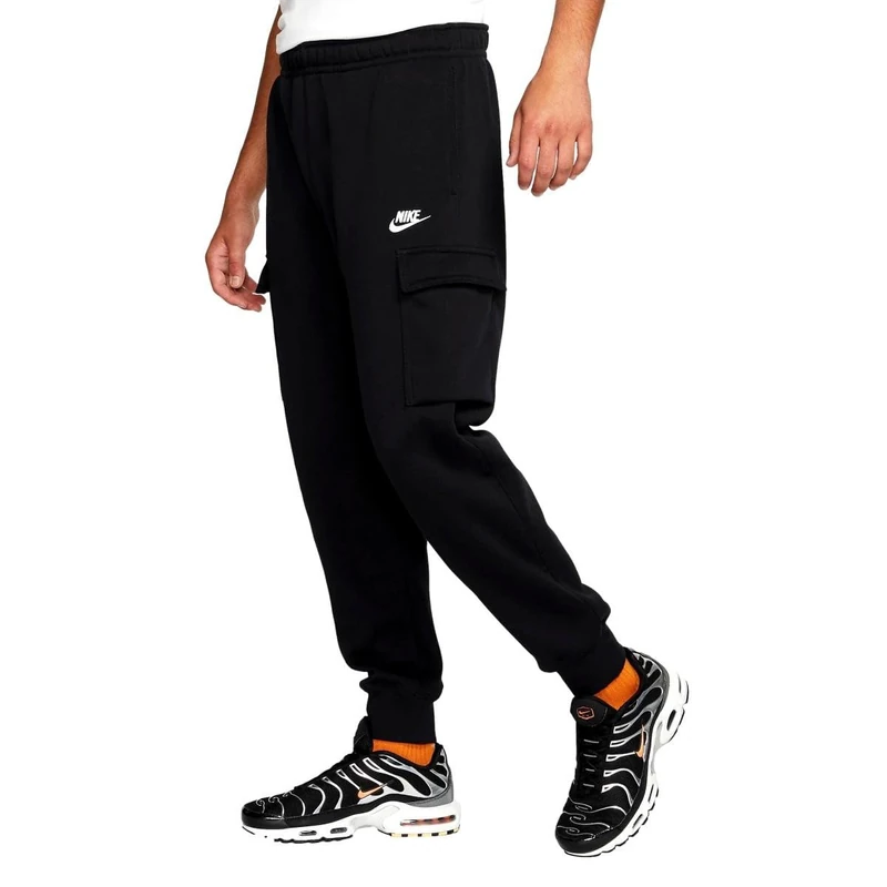 NIKE Men's M Nsw Club Pant Cargo Bb Sport Trousers, Black/Black/(White), S UK