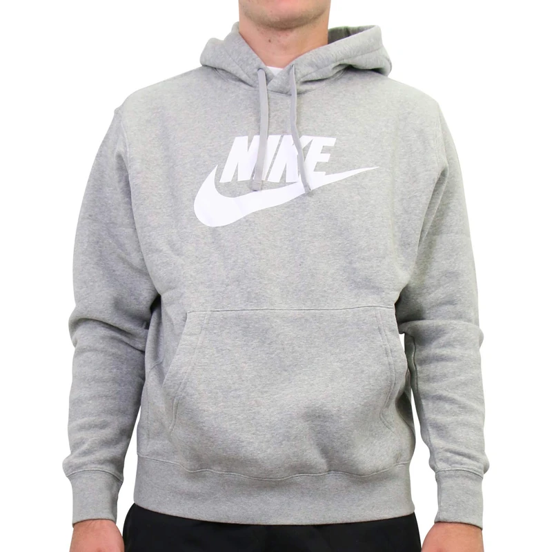 Nike M Nsw Club Hoodie PO BB Gx Sweatshirt - Dark Grey Heather/Matte Silver/(White), 2XL-T