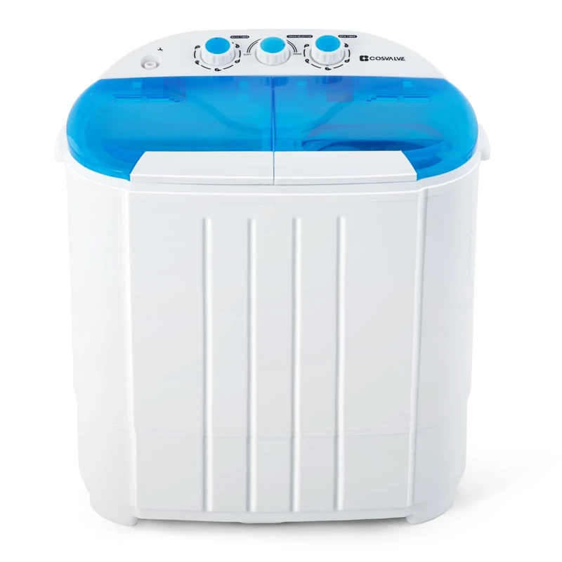 Portable Twin Tub Washing Machine 5 KG Total Capacity Washer And Spin Dryer Combo Compact For Camping Dorms Apartments College Rooms 3 KG Washer 2 KG Drying Blue&White[Energy Class A+]