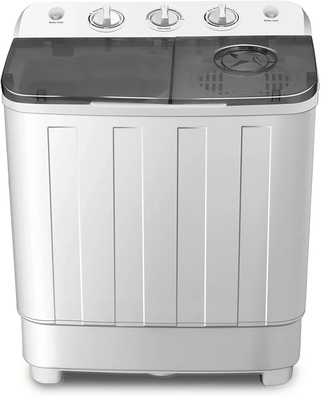 Portable Twin Tub Washing Machine 8.5 KG Total Capacity Washer And Spin Dryer Combo Compact For Camping Dorms Apartments College Rooms 6.5KG Washer 2 KG Drying Black&White