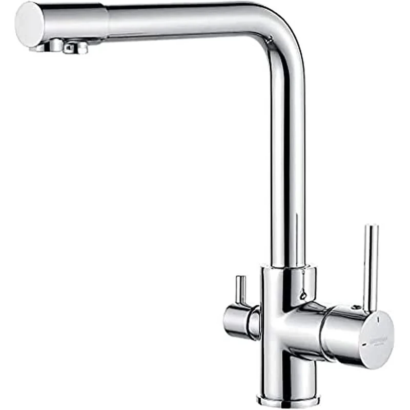 GRIFEMA GRIFERÍA DE COCINA-G4003 3 in1 Kitchen Mixer Tap with Drinking Filtered Water Outlet, Dual Lever Water Sink Tap, 3/8 Inch Hose, Chrome