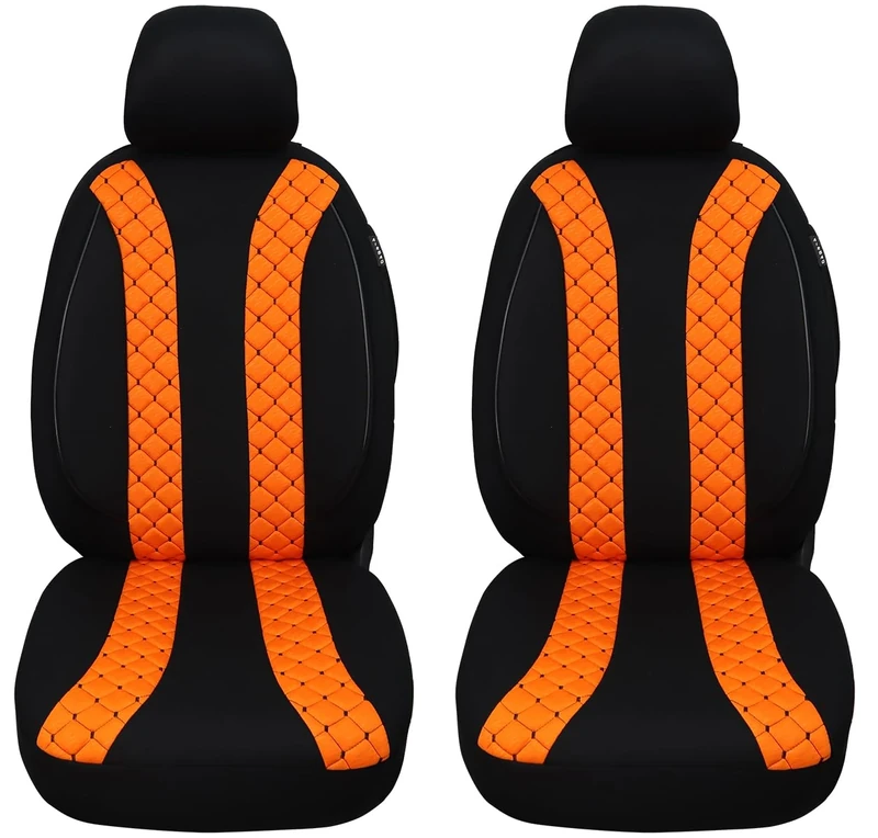 BREMER SITZBEZÜGE Seat Covers for Car Seats Compatible with VW Crafter Gen 1 2006-2017 Driver and Passenger Seat Protector Seat Cover FB:N305 (Black/Orange)