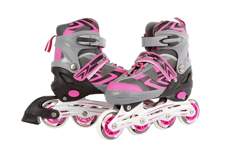 Van Manen Kids Globe Street Rider 720234 Inline Skates, Pink/Grey, Adjustable Size 29-32, ABEC7 Aluminium Frame - Image 1