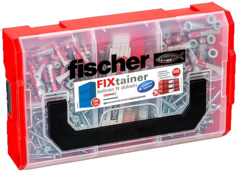 fischer 547166 Fixtainer Drilling Machine Set - 306 Pieces