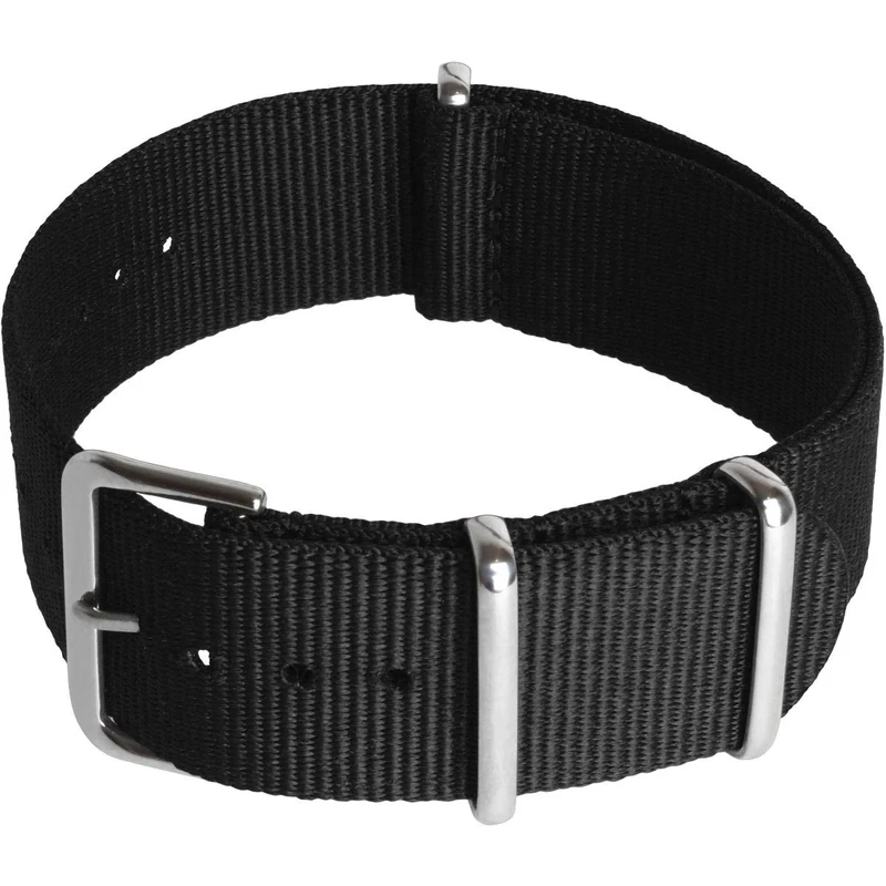 CampTeck U6947 - Nylon Replacement Military Watch Strap (Widths 18|20|22|24mm) with Stainless Steel Pin Buckle for Spring Bar Watches - Black - 20mm