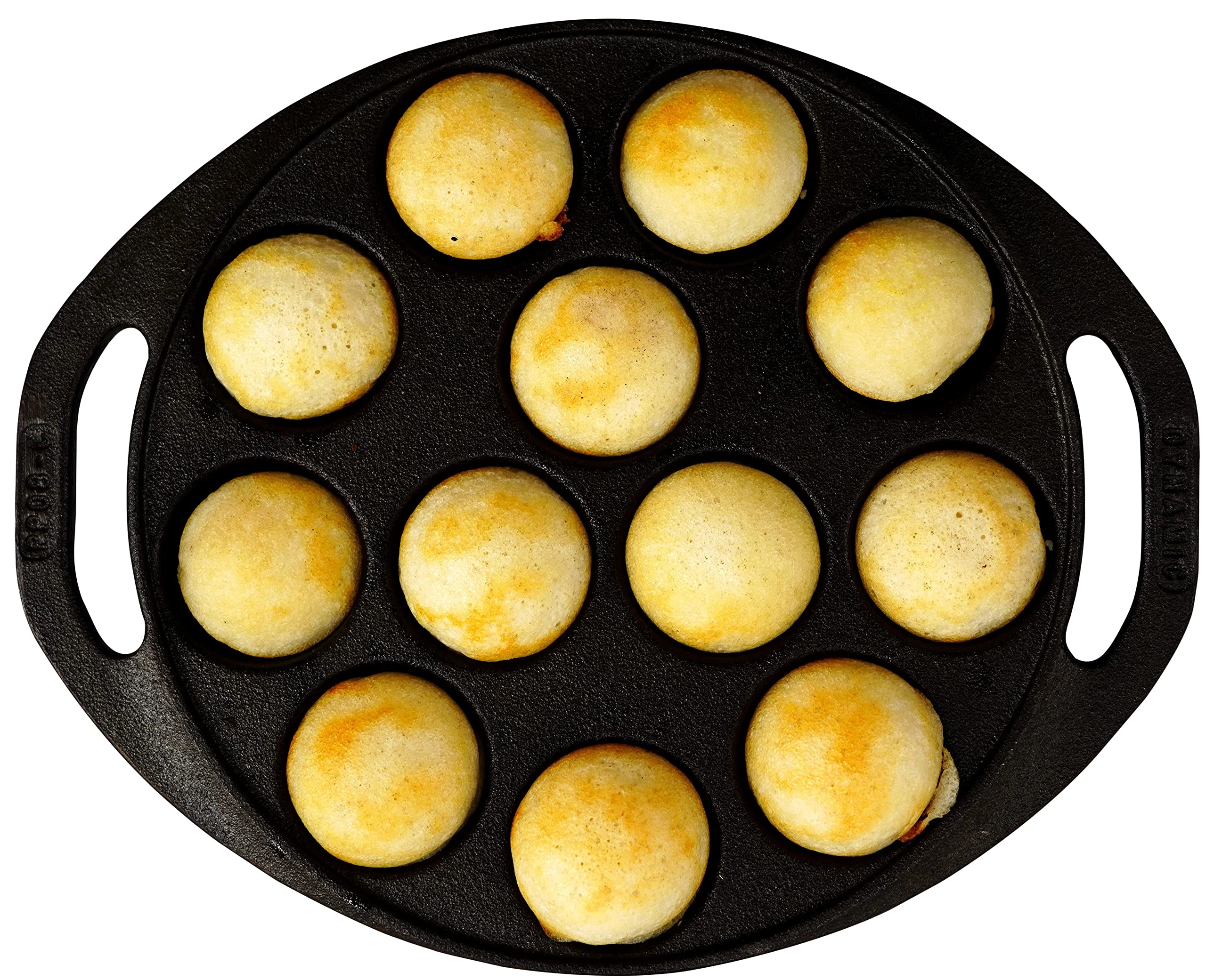 DYNAMIC COOKWARES - Cast Iron 12 Cavity Paniyaram Pan/Cast Iron Paniyaram Pan/Pre-Seasoned, 8 inch