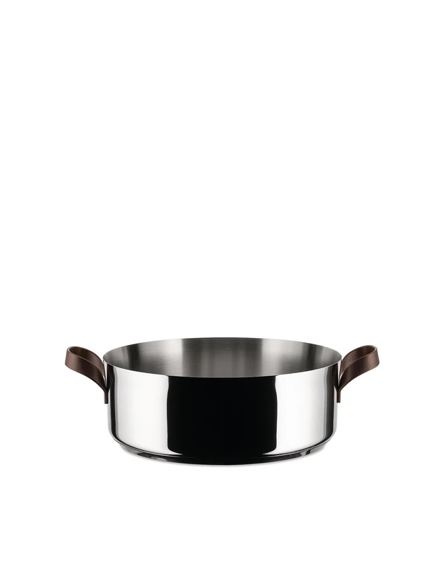 Alessi edo Low Casserole with Two Handles, Ø 24, steel,brown