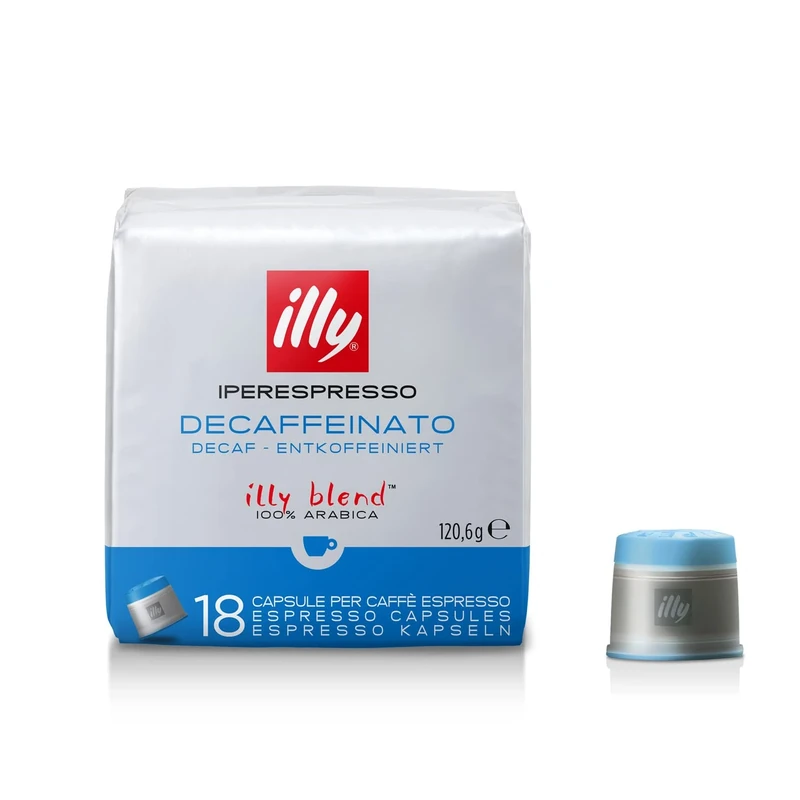 illy Coffee - iperEspresso Capsules - illy Coffee Pods - Decaf Medium Roast - 100% Decaffeinated Arabica Beans - Ideal for Espresso and Cappuccino - Francis Francis Compatible - 6 x 18 Pods