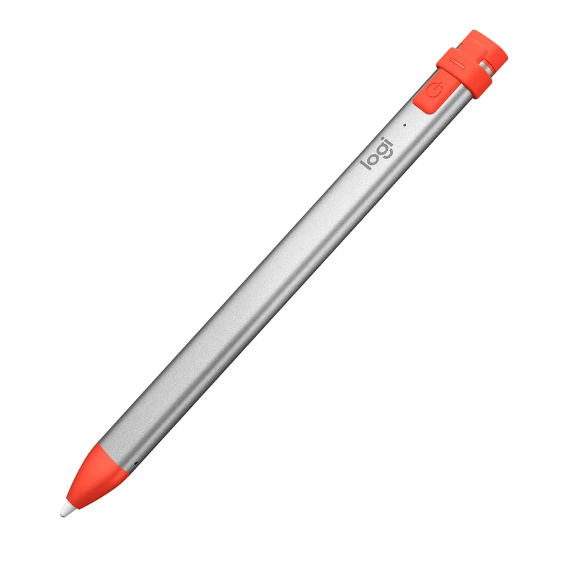 Logitech Crayon Digital Pencil for Education, for all iPads (2018 releases and later) with Apple Pencil technology, anti-roll design, and dynamic smart tip - Silver/Orange