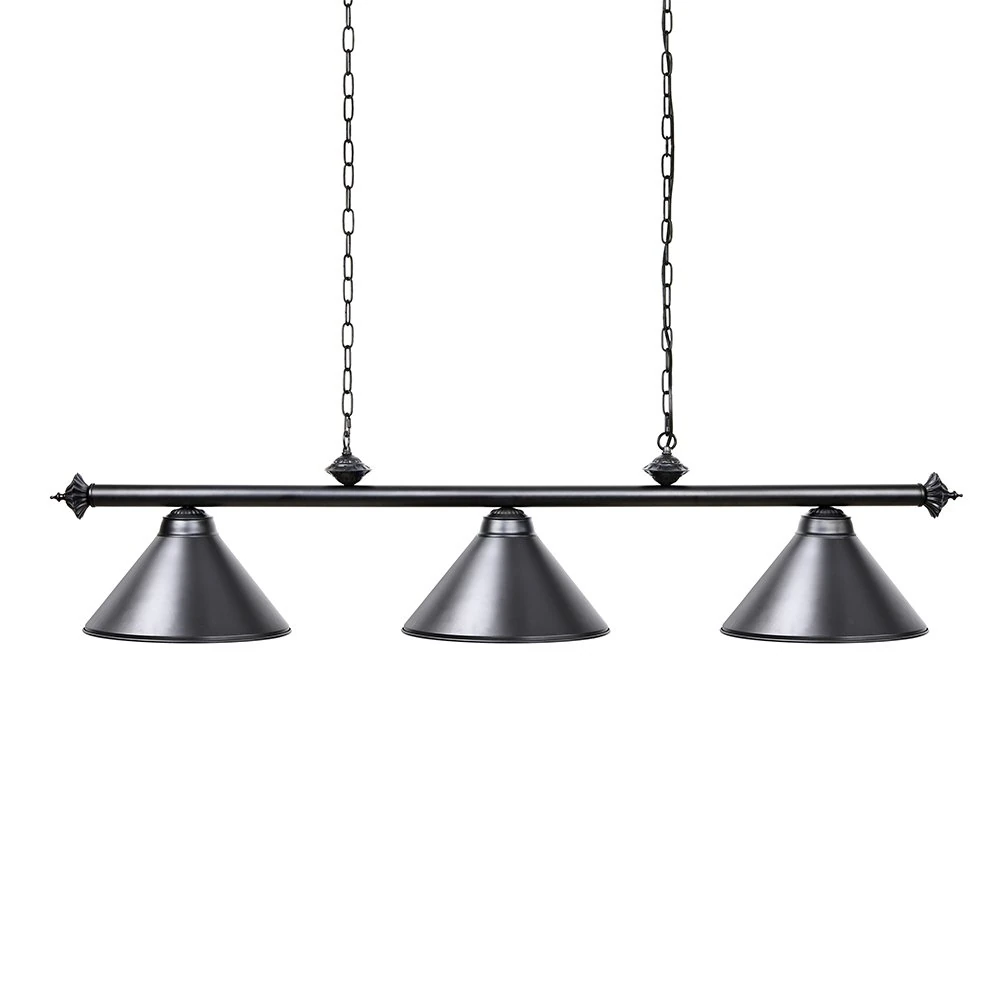 Wellmet Pool Table Lights with 3 Metal Shades for 7-9ft Dining Table, Man Cave, Game Room, Kitchen Island Light for Restaurant or Dining Room - Black