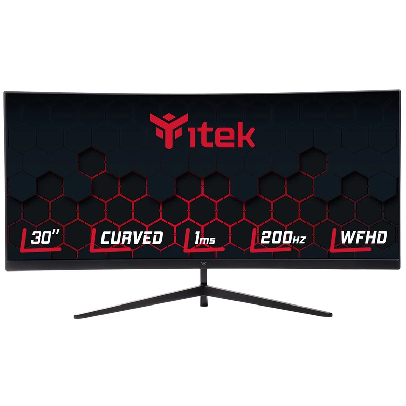 iTek GGC - 30 inch curved R1800 WFHD 2560x1080 UltraWide VA, 200Hz, 21:9, 1ms MPRT, 3xHDMI, DP, Audio, HDR Ready, Adapt Sync