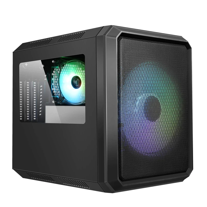 Itek Case QBO 8 EVO Micro ATX, USB3, 200+120mm ARGB Fan, Card Reader, 3X Trasp Window Black