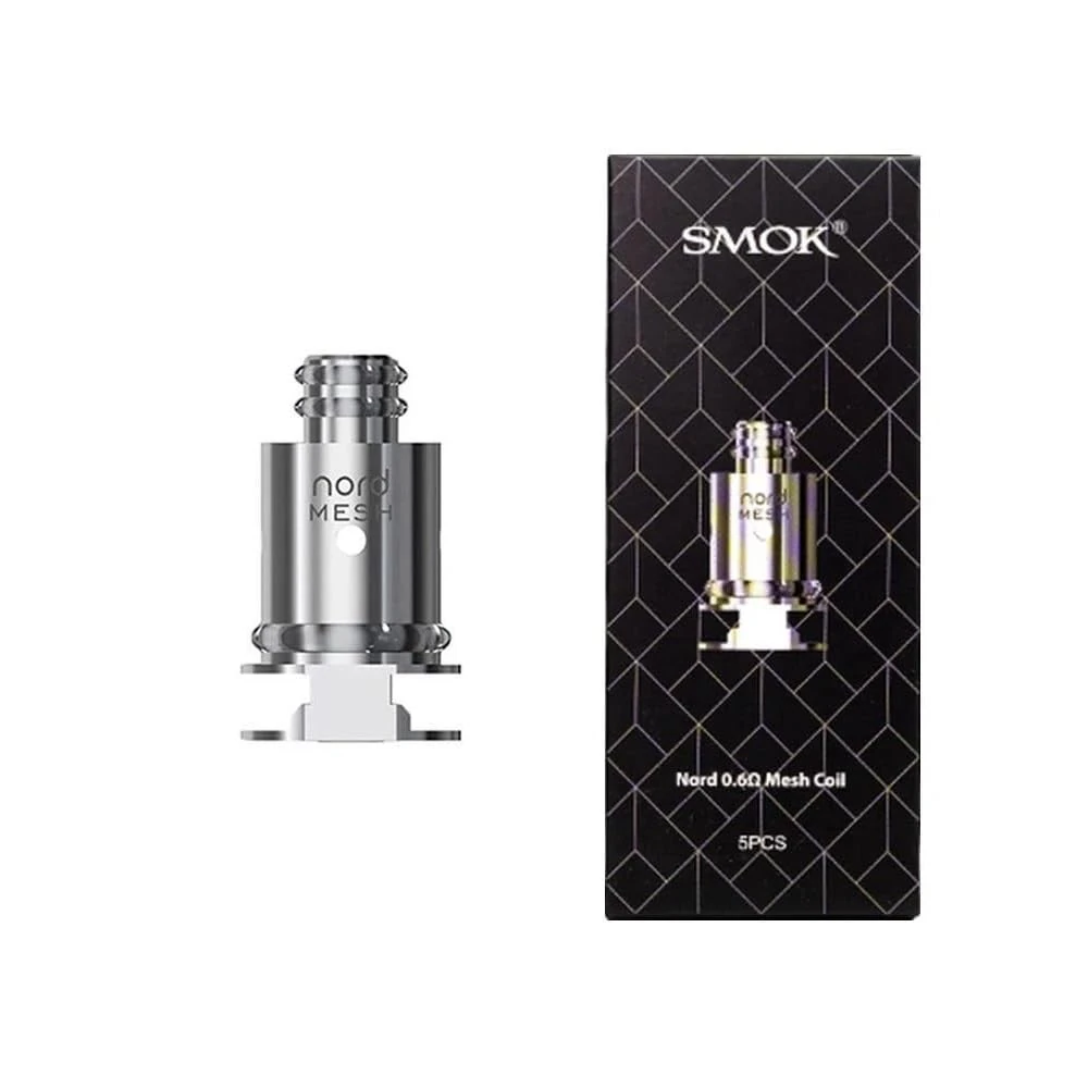SMOK Nord Replacement Coils, Mesh, 0.6 Ohm, High-Performance, Superior Flavor, Dense Vapor Production, Compatible with Priv N19 Kit, SMOK Vaping Coils, Pack of 5, No Nicotine