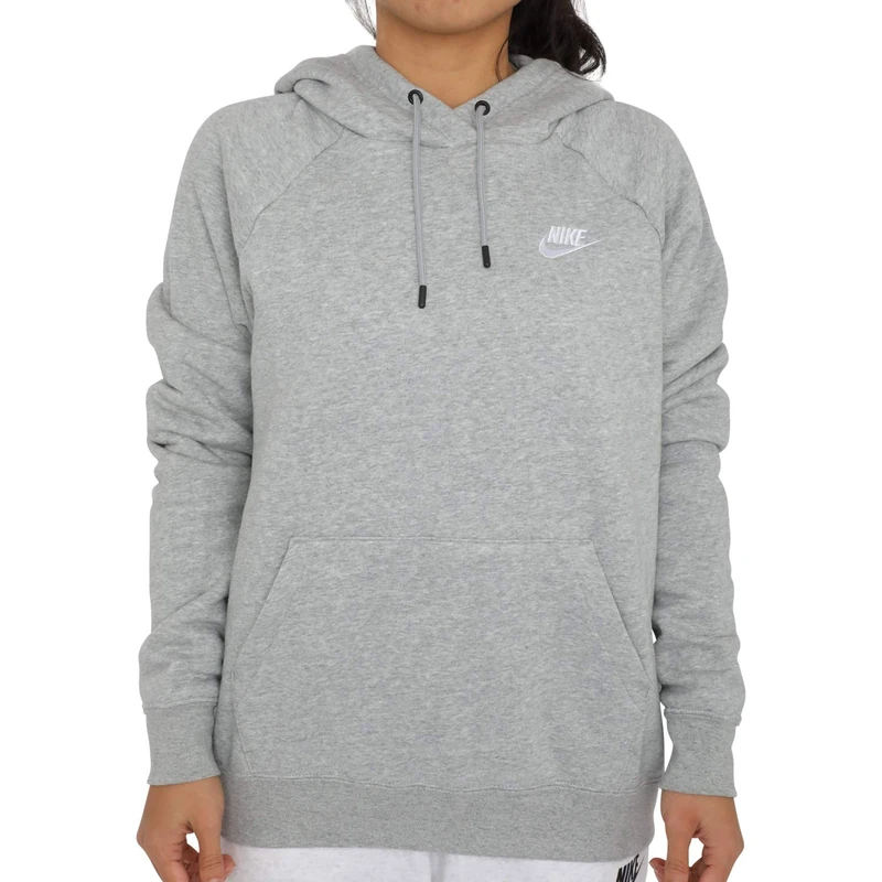 NIKE Women's Nsw Essntl Hoodie Po Flc Sweatshirt, Dk Grey Heather/(White), L