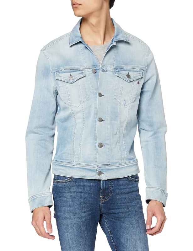 REPLAY Men's Mv842k.000.661 409 Denim Jacket, Blue (Light Blue 10), XS