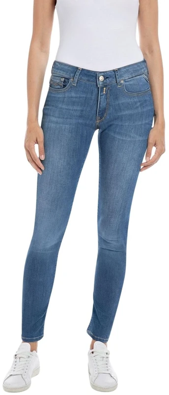 REPLAY Women's Luz High Waist Skinny Jeans, Blue (Medium 9), L32 (Manufacturer Size: 23)
