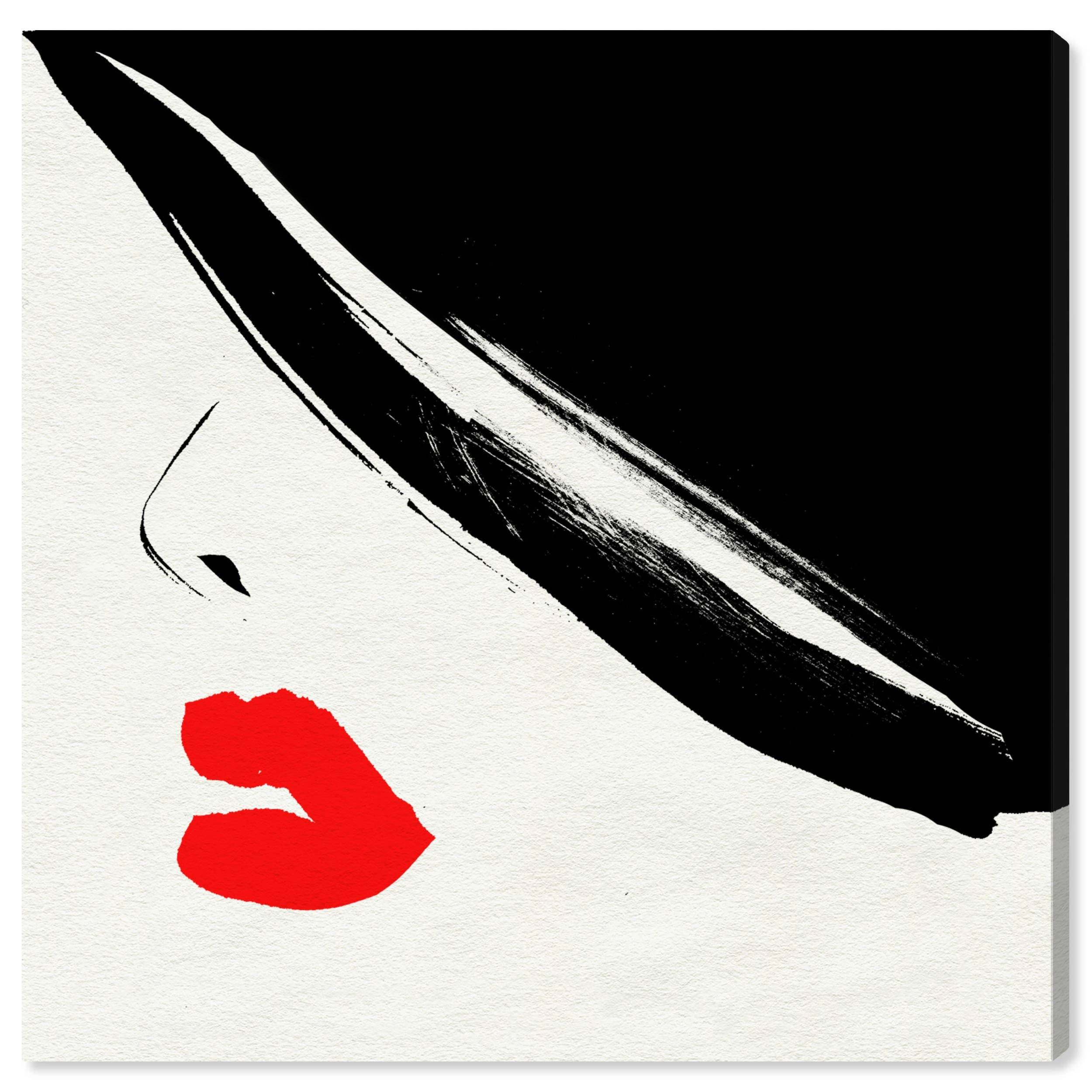 The Oliver Gal Artist Co. People and Portraits Wall Art Canvas Prints 'Retro for Red' Home Décor, 12" x 12", Black