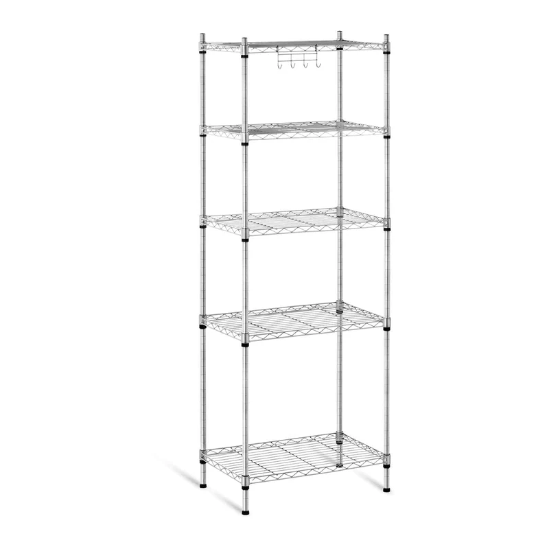 Royal Catering Modular Metal Shelf RCMR-1500P19 (35x55x150cm, 5 Shelves, Max 150kg, Epoxy Resin, Grey)