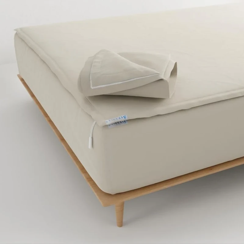 QuickZip Fitted Plus Spare Bundle: 1 Fitted Sheet (Base + Zip Sheet) & 1 Zip Sheet - Easy to Change, Won’t Pop Off - Soft Sateen 400 TC 100% Cotton - 16” Deep Pockets Queen Size Sheets – Sand - Image 1