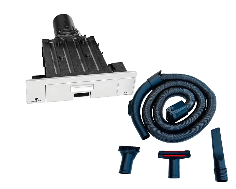 Sweepovac Slimline Built-In Cabinet Vacuum – Under-Counter Toe Kick Kitchen Cleaner for Homes, Apartments, RVs & Motorhomes – Picks Up Pet Hair – Hose & Attachments – Easy Install, Strong Suction