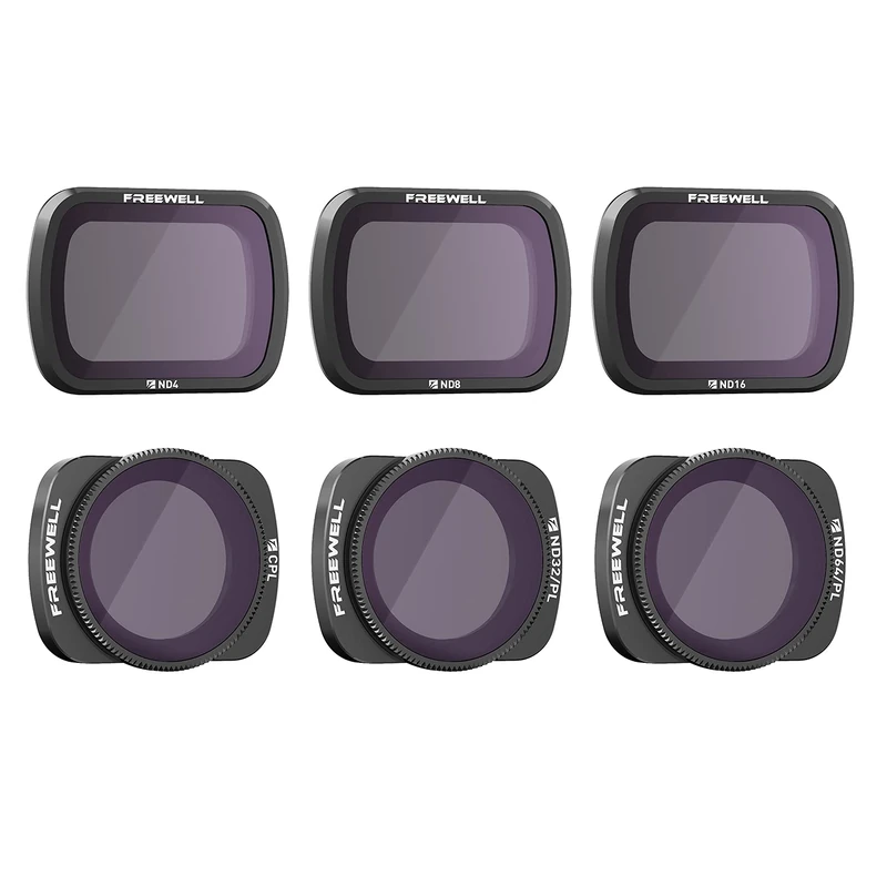 Freewell Budget Kit –E Series - 6Pack ND4, ND8, ND16, CPL, ND32/PL, ND64/PL Camera Lens Filters Compatible With Osmo Pocket, Pocket 2
