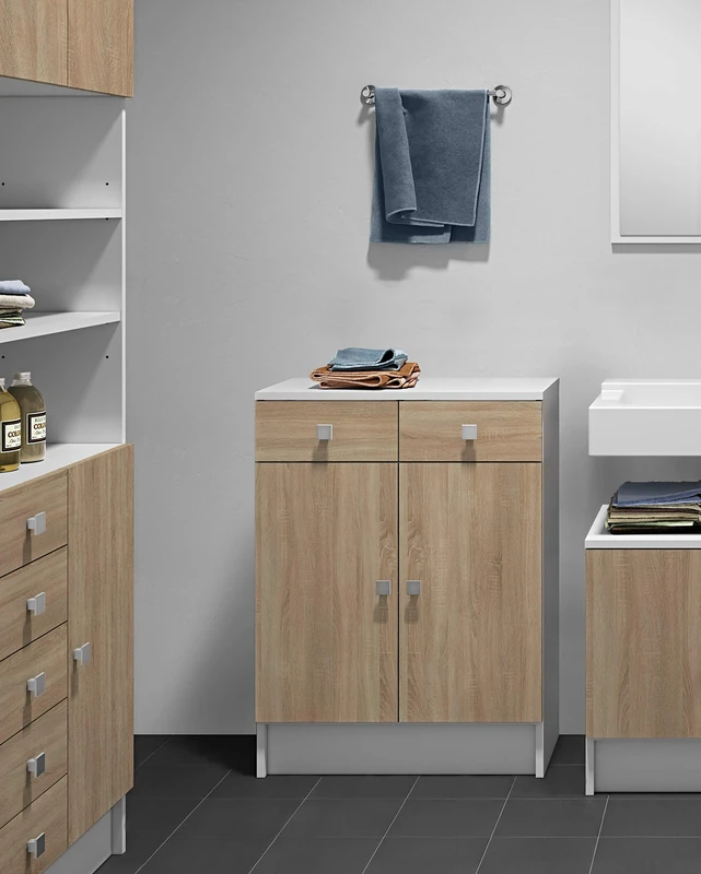 Symbiosis Bathroom Cabinet Combination White Oak, 60 x 29.6 x 81.5 cm