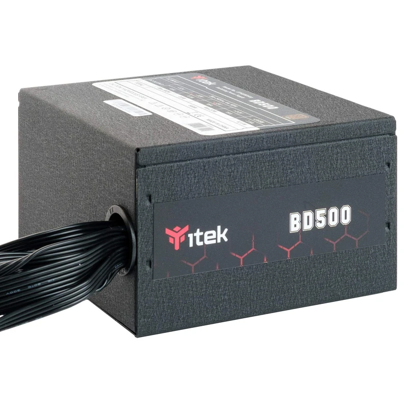 ITEK Power Supply for PC BD500-500 Watt, HDB Hydraulic Dynamic Bearing 12 mm Active PFC Protection, DC to DC Switching Converter, Efficiency Certification 80 Plus Bronze - Image 1