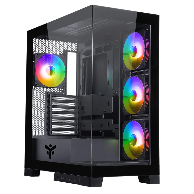 Itek Case SHOWBUI 45B - Gaming Tower, ATX, 4 x 12 cm ARGB fan, 2xUSB3, Type-C, Side & Front Panel Temp Glass