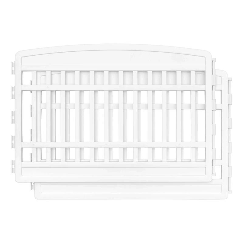 IRIS USA 24'' Pet Playpen 2 Panel Add-On, Dog Playpen, Puppy Small Medium Dogs, Heavy-Duty Molded Plastic, Rust-Free, Non-Skid Rubber Feet, Fold It Down, Easy Assemble, Customizable, White