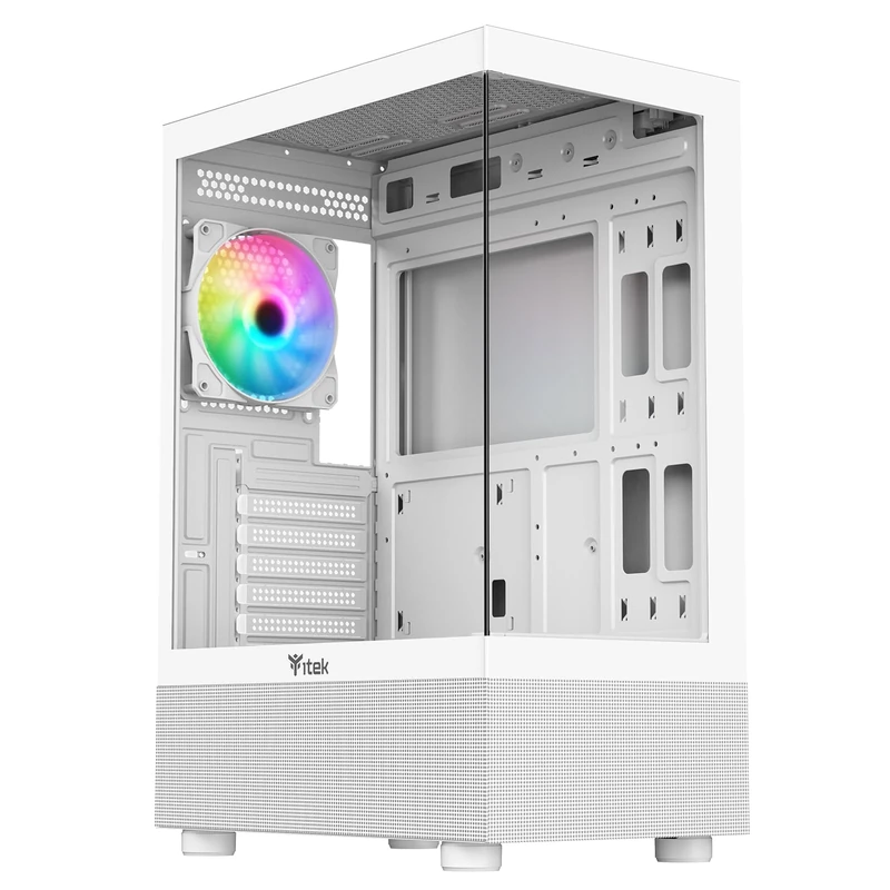 Itek Case SHOWBUI 33W – Gaming Tower, ATX, 12 cm ARGB Fan, Side & Front Panel Temp Glass, White Edition