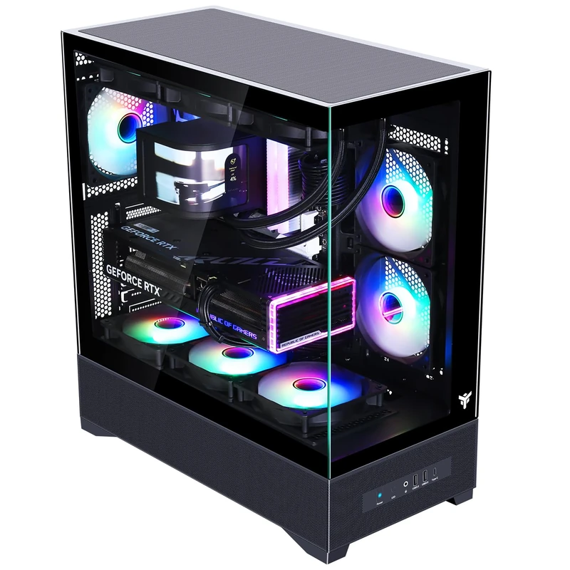 Itek SHOWBUI 37B Gaming Case - ATX Tower with 3 12cm ARGB Fans, USB-C, 2x USB 3.0 and Tempered Glass Side & Front Panels