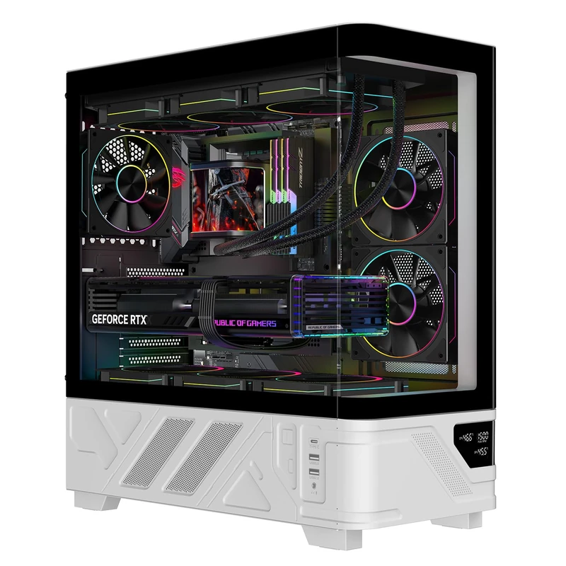 Itek Gaming Case NETRON CURVED - Tower ATX with 3 ARGB Ventrole 12 cm included - 2xUSB3, Type-C - front and side bulkhead in dark temp glass - with digital display - Image 1