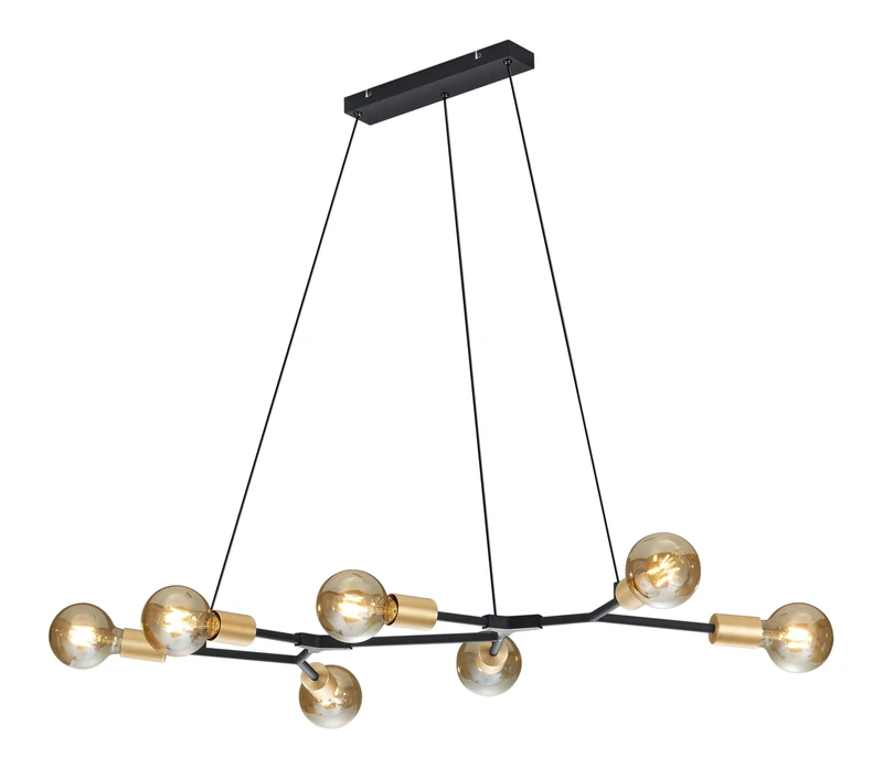 Trio Leuchten Cross 306700732 Pendant Light Metal Black Matt/Bronze Colour Excluding 7X E27