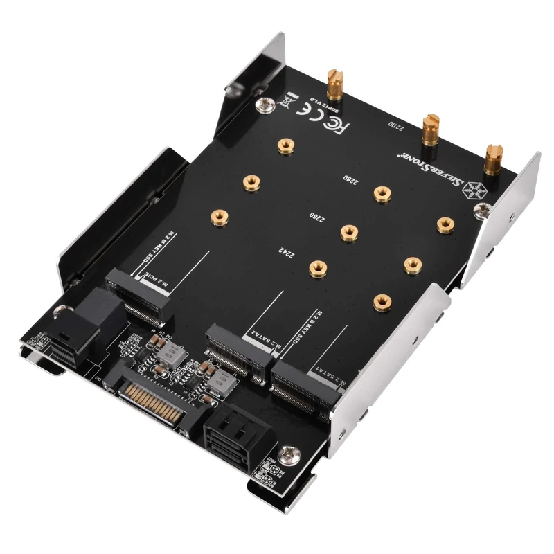 SilverStone SST-SDP12 - 3.5" to 2x M.2 SATA and 1x M.2 NVMe SSD Mounting Adapter Bracket Hard Drive Holder