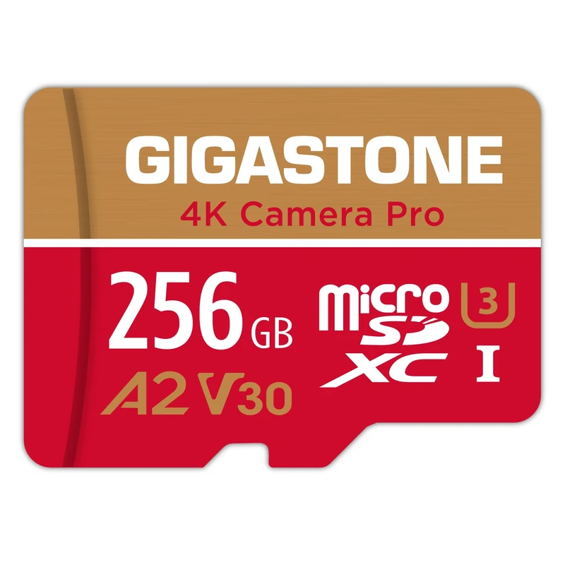 5-Years Data RecoveryGIGASTONE 256GB Micro SD Card, 4K Camera Pro, A2 V30 for Smartphone, Gopro, Action Cams, 4K UHD Video, Nintendo-Switch Compatible, Up to 100MB/s, UHS-I U3 C10 with Adapter