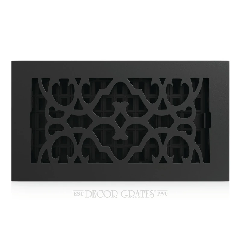 Decor Grates AC612-BLK Victorian Floor Register, Cast Iron Black, 6 x 12