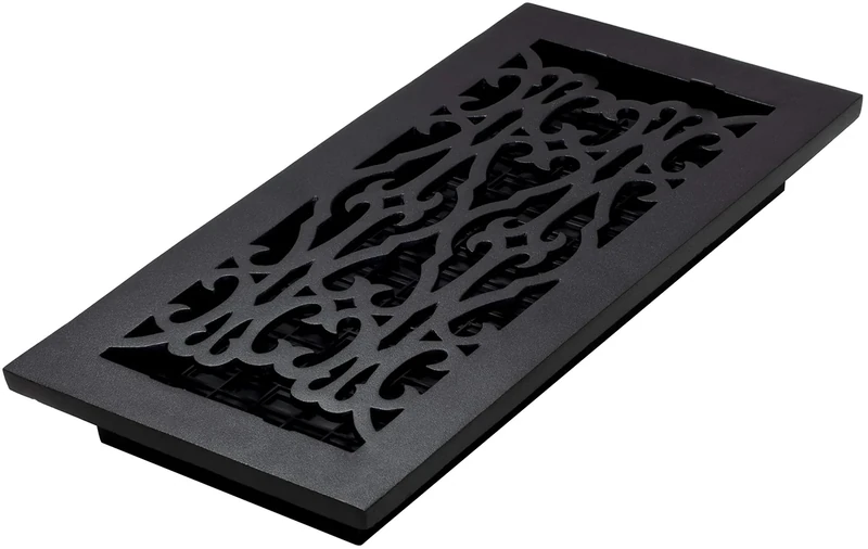 Decor Grates AC614-BLK Victorian Floor Register, Cast Iron Black, 6 x 14