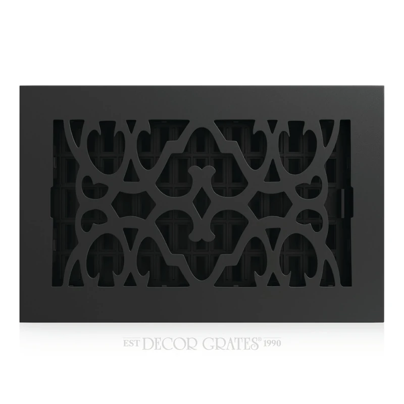 Decor Grates AC610-BLK Victorian Floor Register, Cast Iron Black, 6 x 10