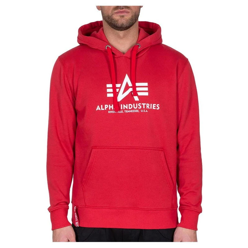 Alpha Industries Basic Hoody Hooded Sweat for Men Speed Red