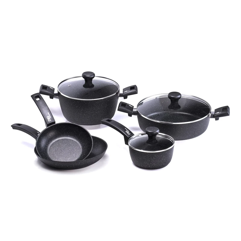 Moneta Chef's Pots & Pans Set, Aluminum, Black, 28 cm