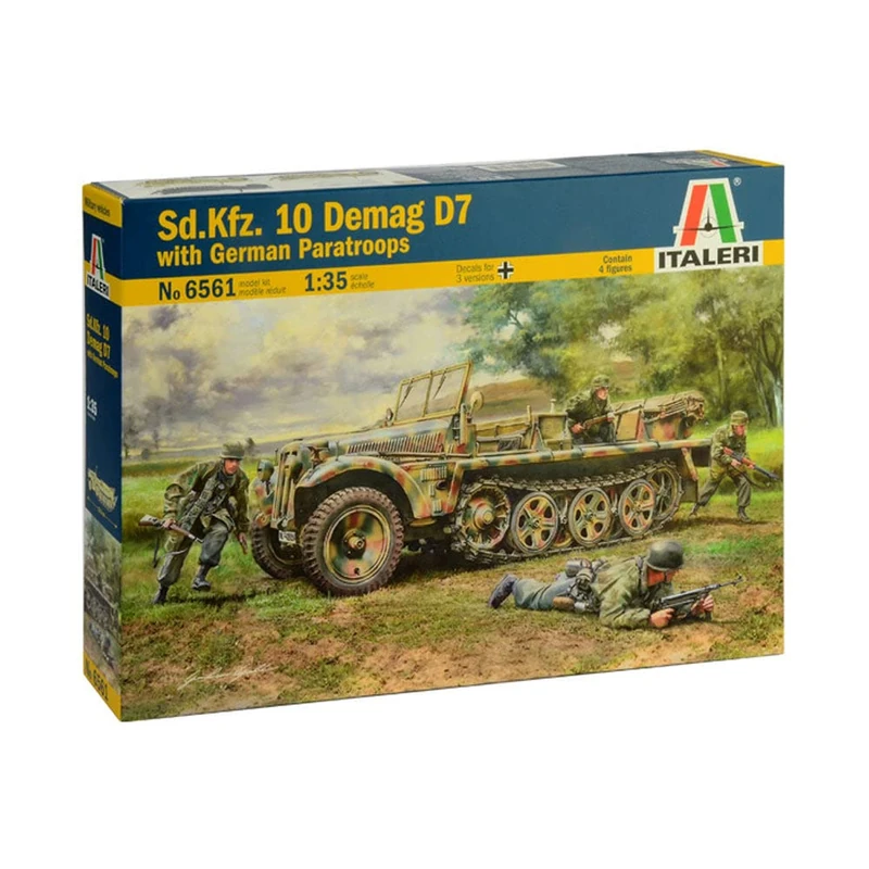 Italeri 6561S - 1:35 Sd.Kfz.10 Demag D7 w/German Paratr. Model making, kit, stand model making, crafts, hobbies, gluing, plastic kit, detailed