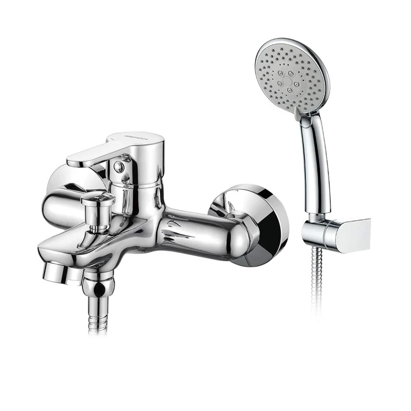 GRIFEMA Single Lever Bath/Tub/Shower Mixer Tap with 1.5m Stainless Steel Hose Pipe, Wall Mounted Shower Bracket and Handshower, 3/8 Inch Hose, Chrome, G13003