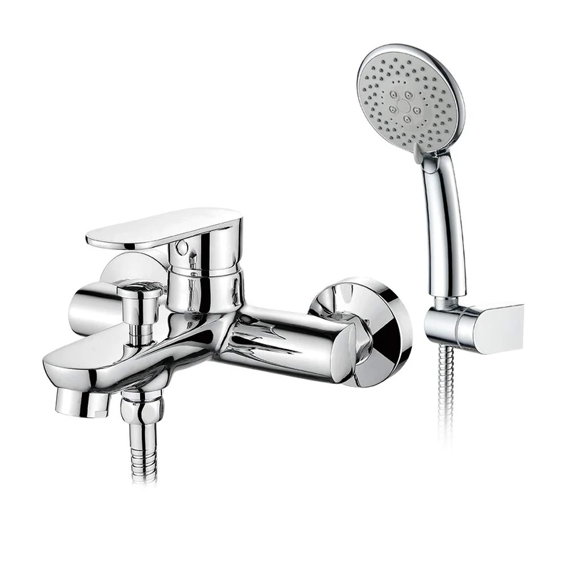 GRIFEMA BERLIN-G13004 Eco Bath/Shower Mixer Tap, Wall Mounted with 1.5m Stainless Steel Hose, 5 Function Shower Hand and ABS Holder, 1/2 Inch Hose, Chrome
